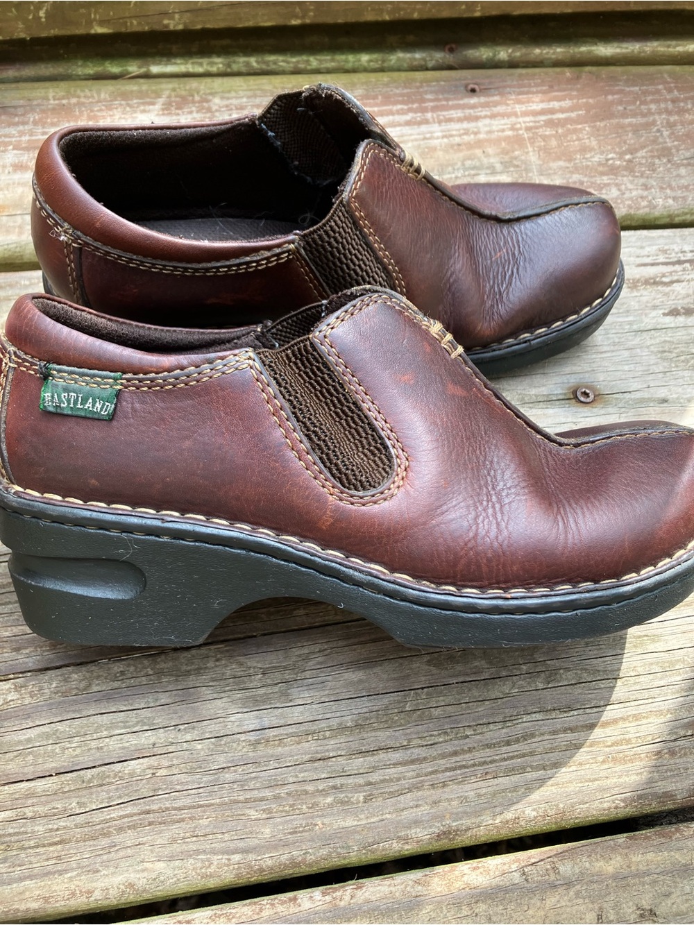 Eastland Newport Brown Leather Slip-On Clog Loafers - Women’s Size 7M